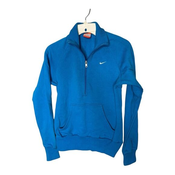 Vintage Nike Swoosh Half Zip Kangaroo Pocket Small Logo Embroidery Pullover Med - Picture 1 of 6